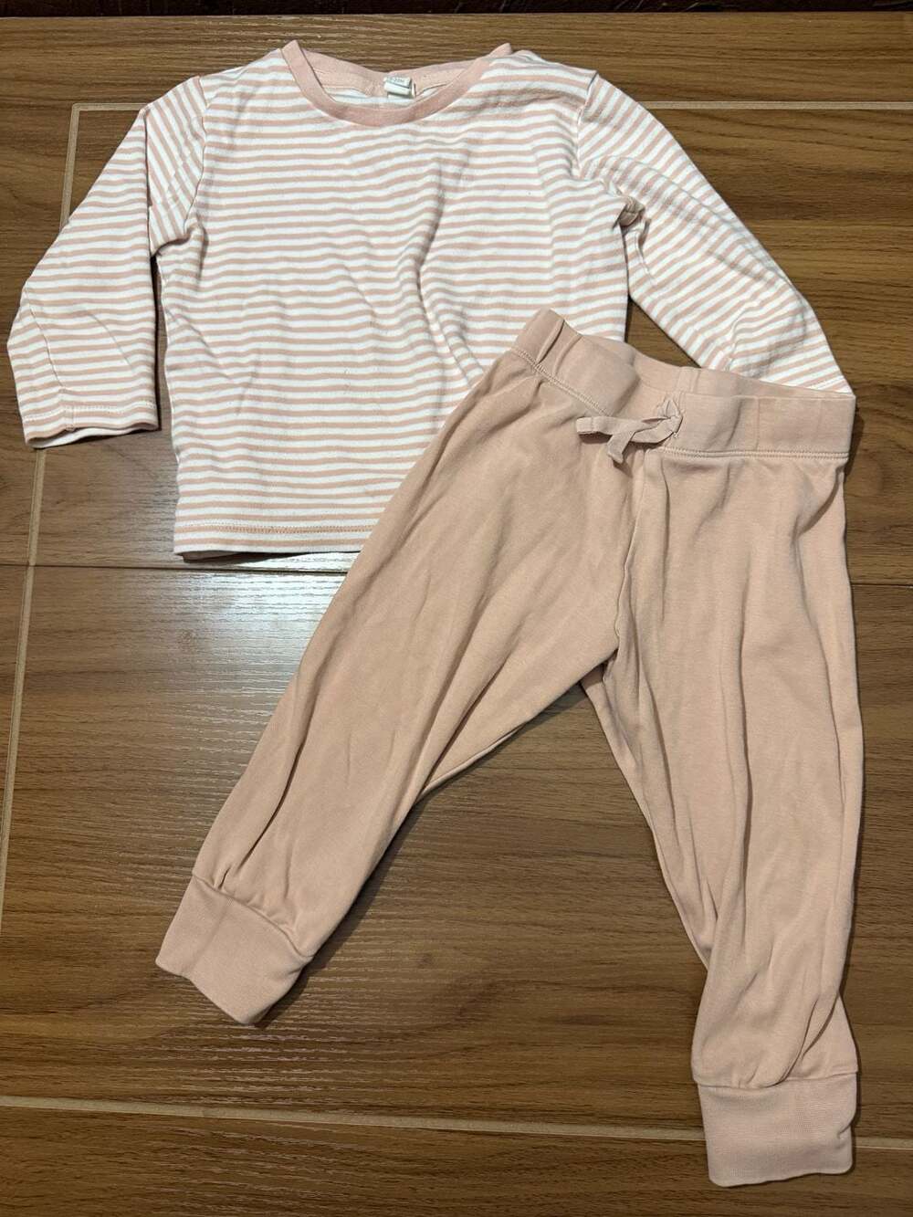 H&M Lounge Set Size 18-24M Pink Stripe Long Sleeve Shirt Jogger Pants